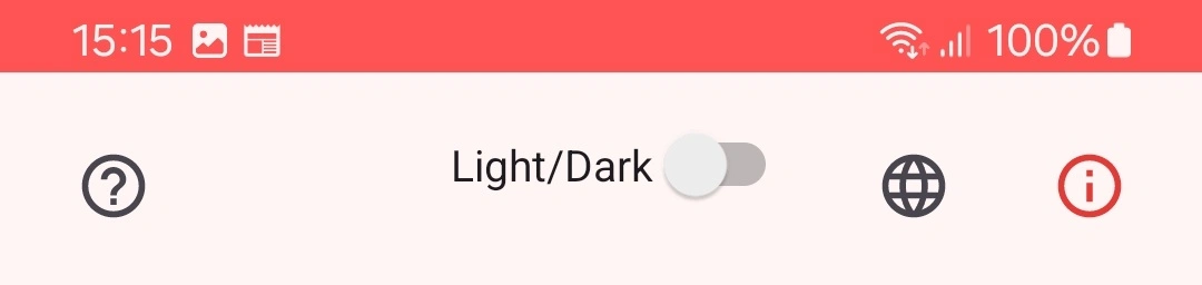 Detail of top control bar in light mode