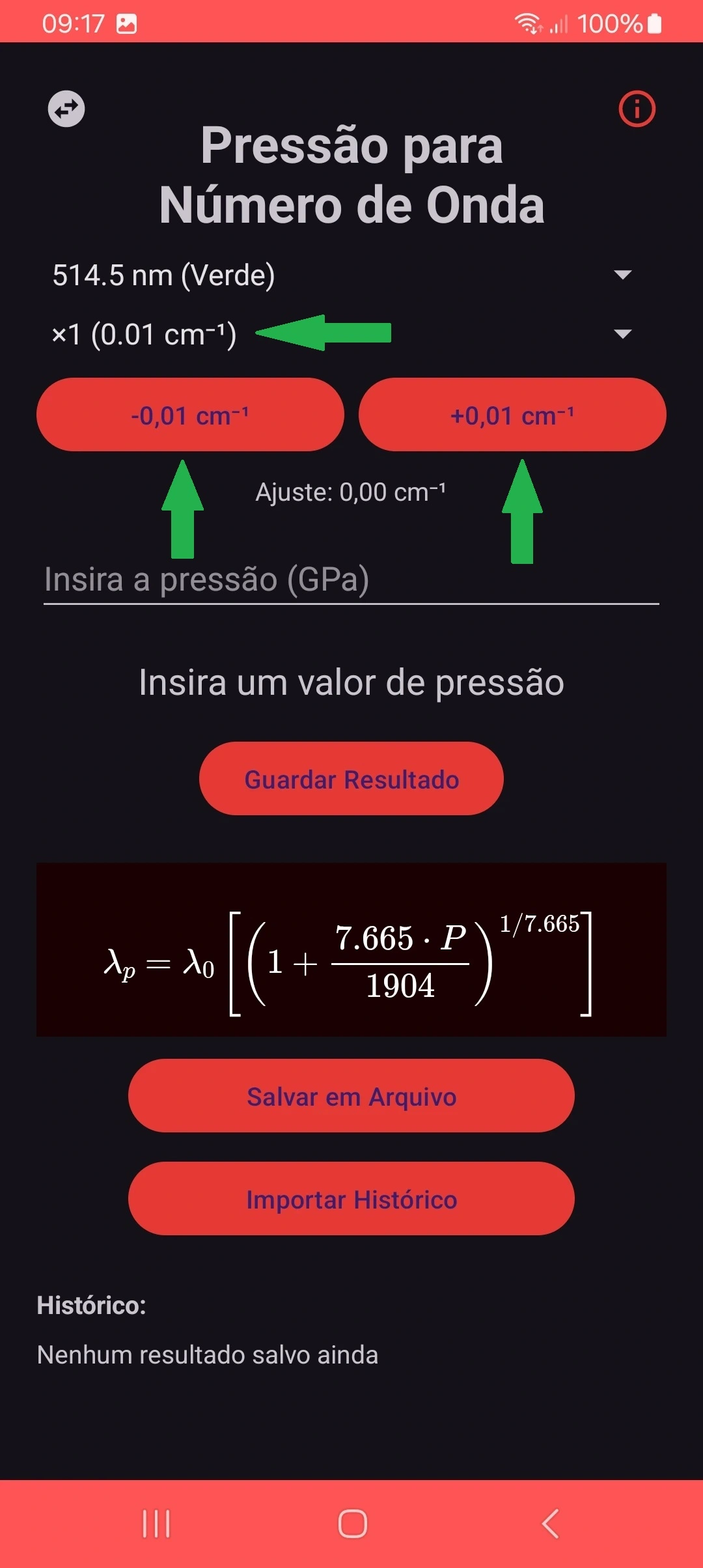 Controles de ajuste fino no modo escuro