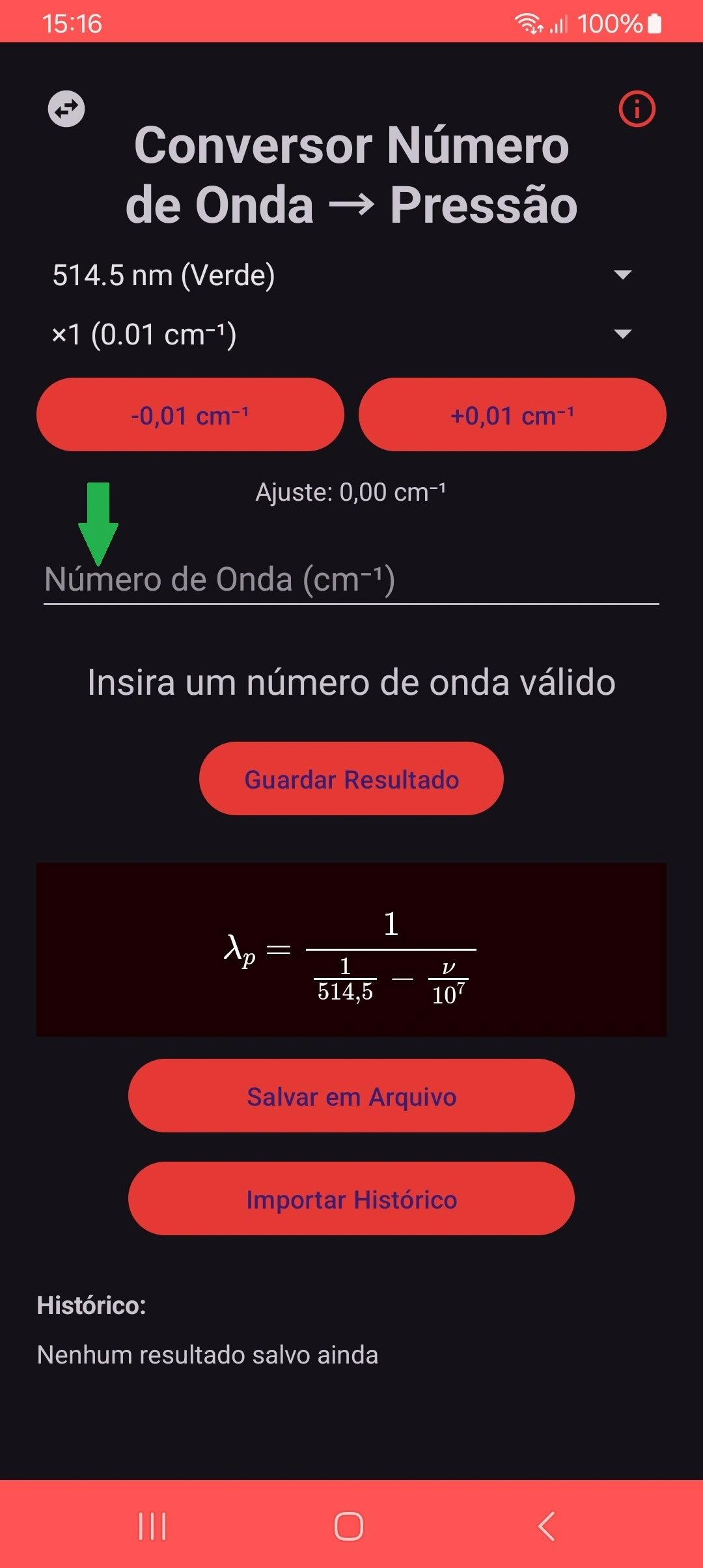 Campo de entrada no modo escuro
